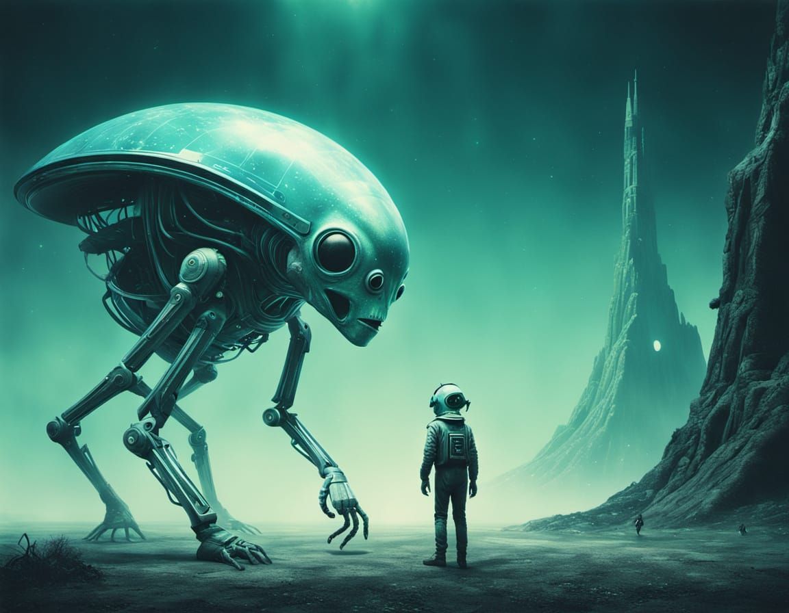 Cyberpunk Astral Entity Dances in a Holographic Arena