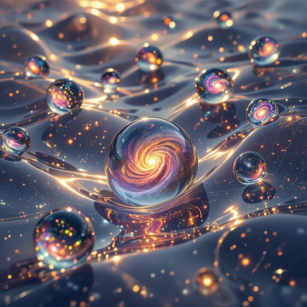 Galaxies in Globs on Elastic Surface, Surreal Cosmic Art