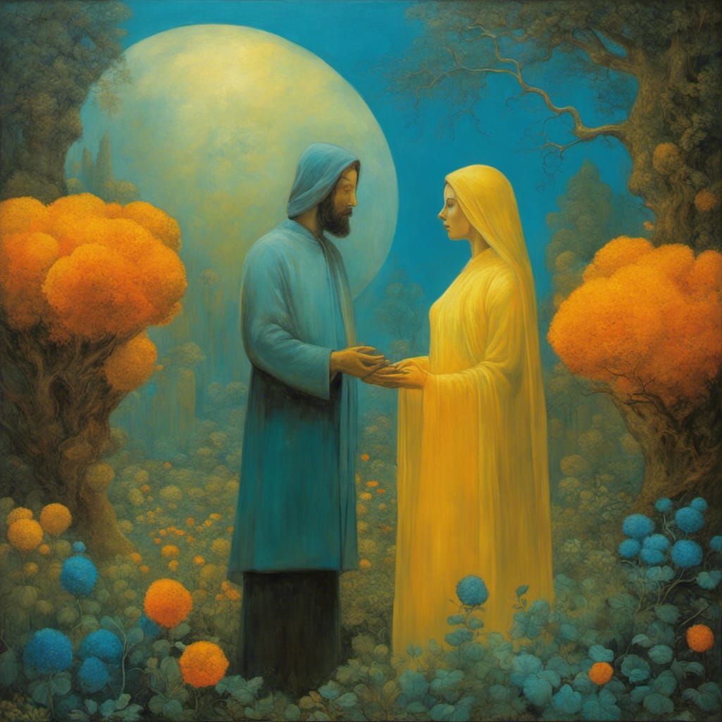 Ethereal Garden of Souls: Surrealist Oil Painting