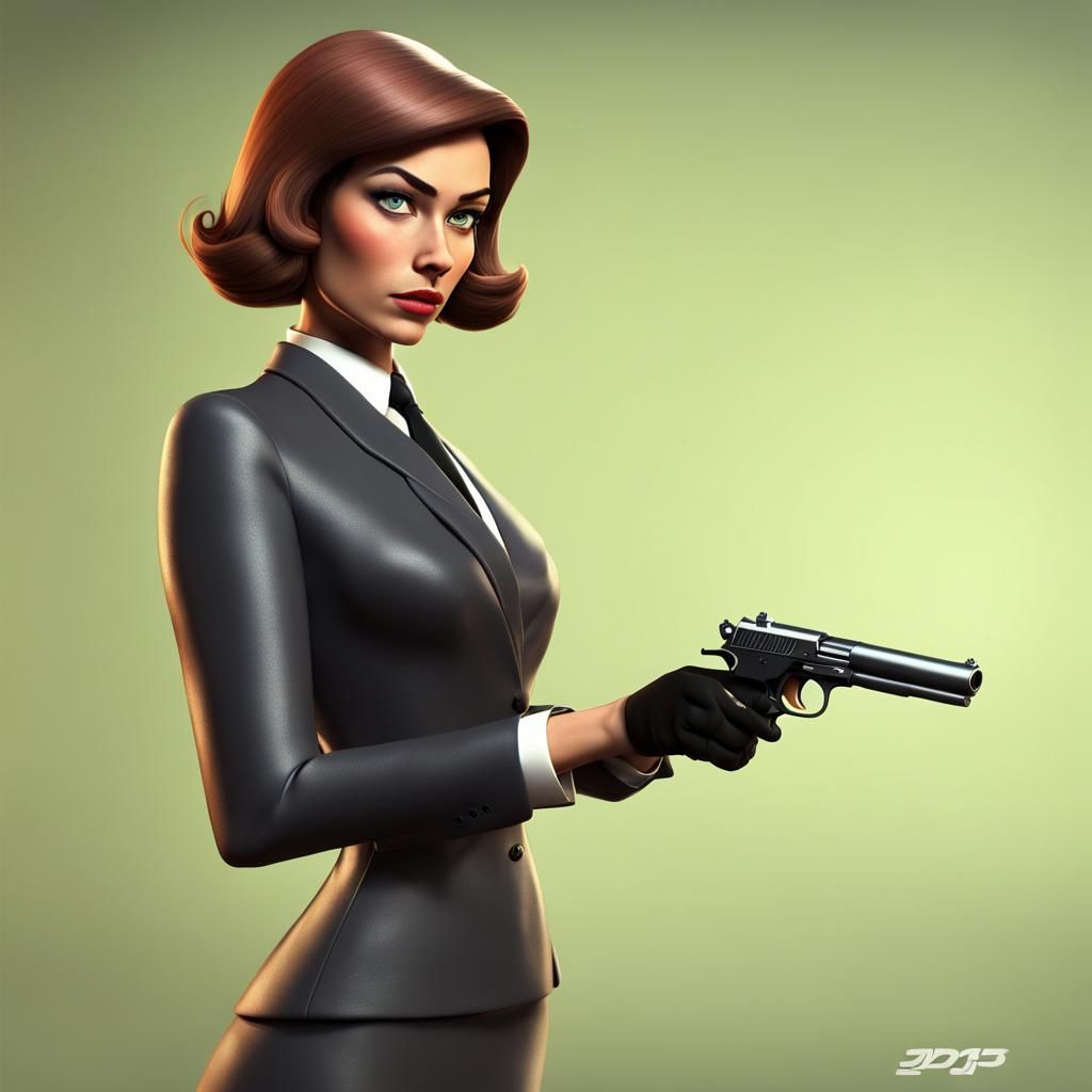 Female James Bond as 3D Digital Art