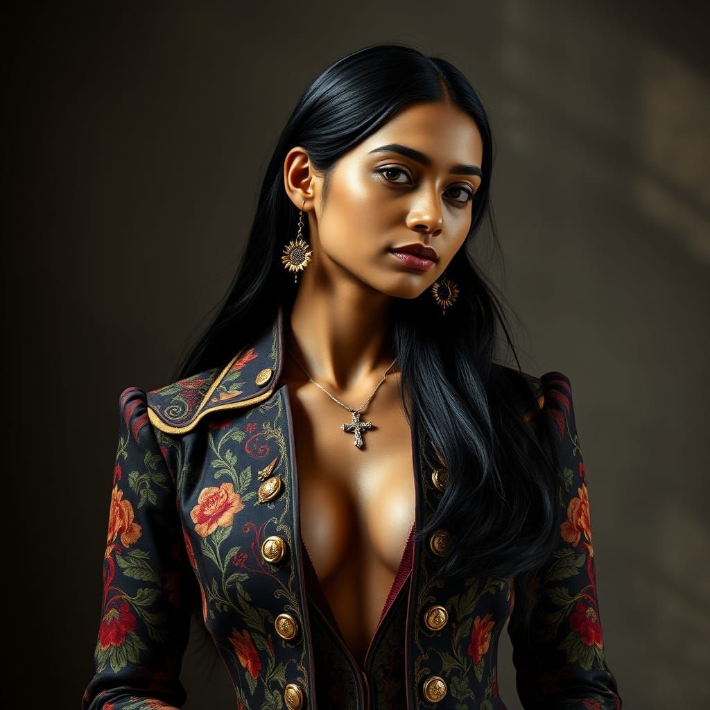 Elegant Sikkim Woman in Ornate Vintage Jacket