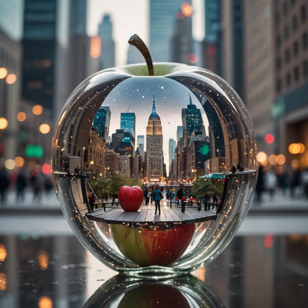 Big Apple City in Glass Apple Sculpture