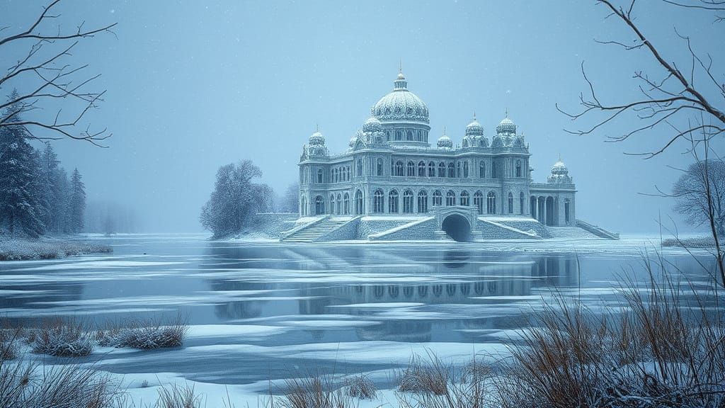 Majestic Ice Palace Amid Frozen Serenity