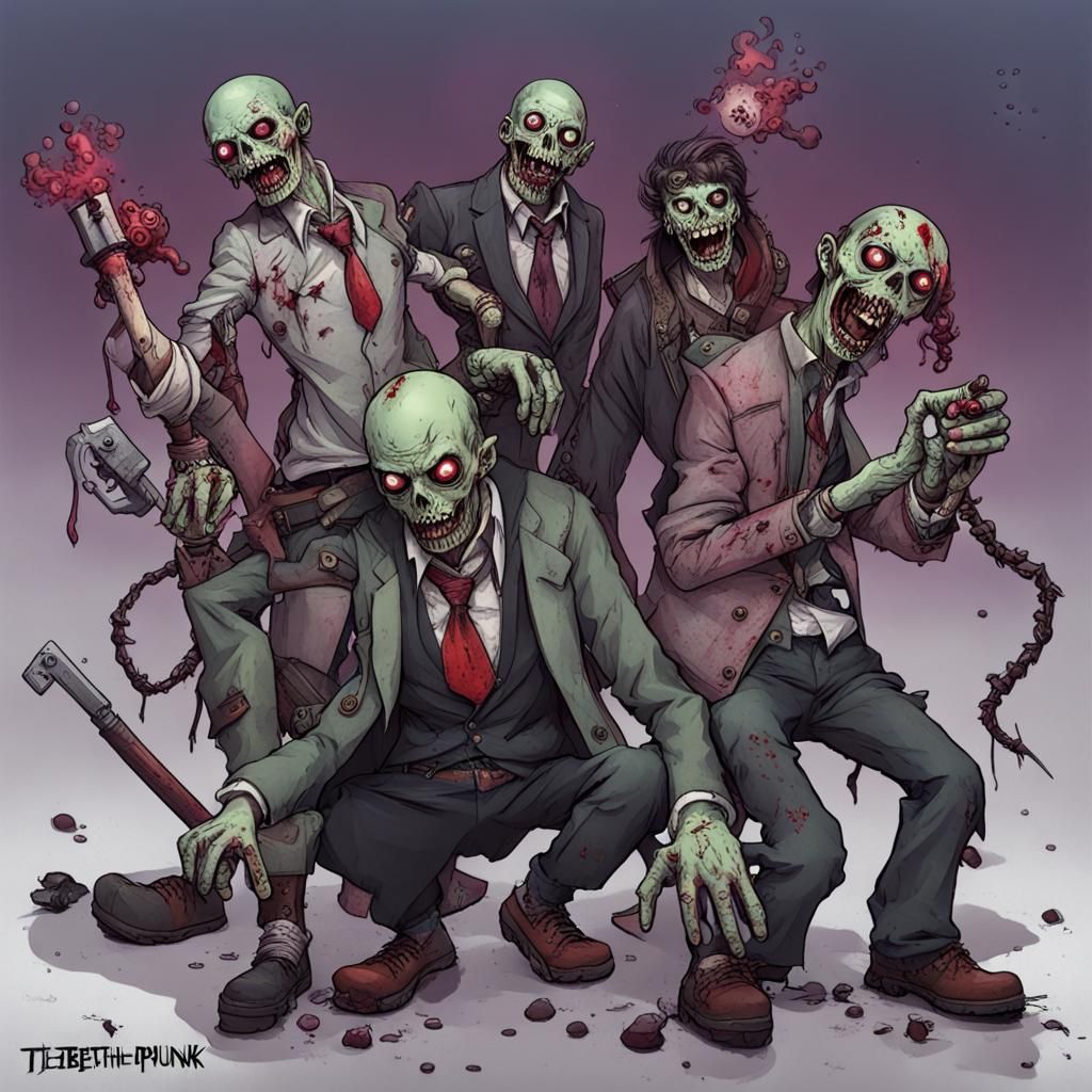 Zombie Punk Character in Cyberpunk Style