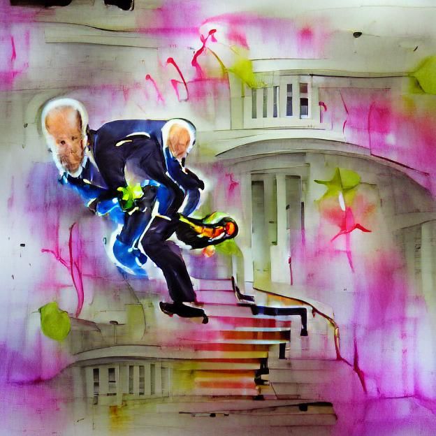 Humorous Political Caricature in Neon Watercolor
