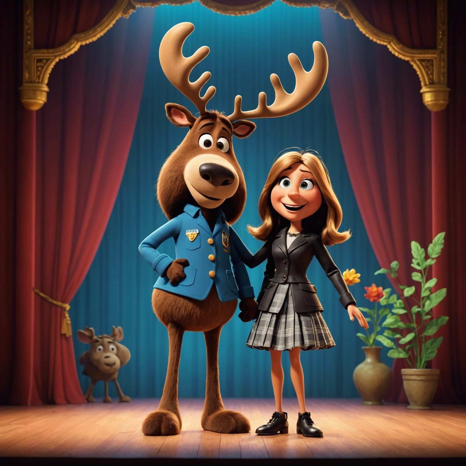 Jennifer Anniston and Bullwinkle as 3D Digital Art