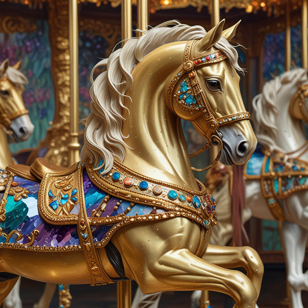 Whimsical Carousel Horse in Impressionist Style