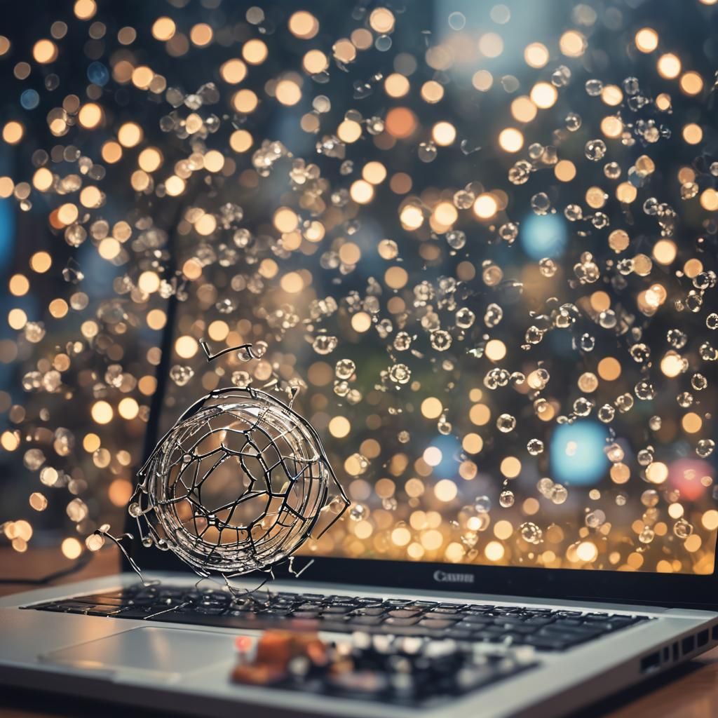 a laptop with a wide lighting screen Professional photography, bokeh, natural lighting, canon lens, shot on dslr 64 mega...