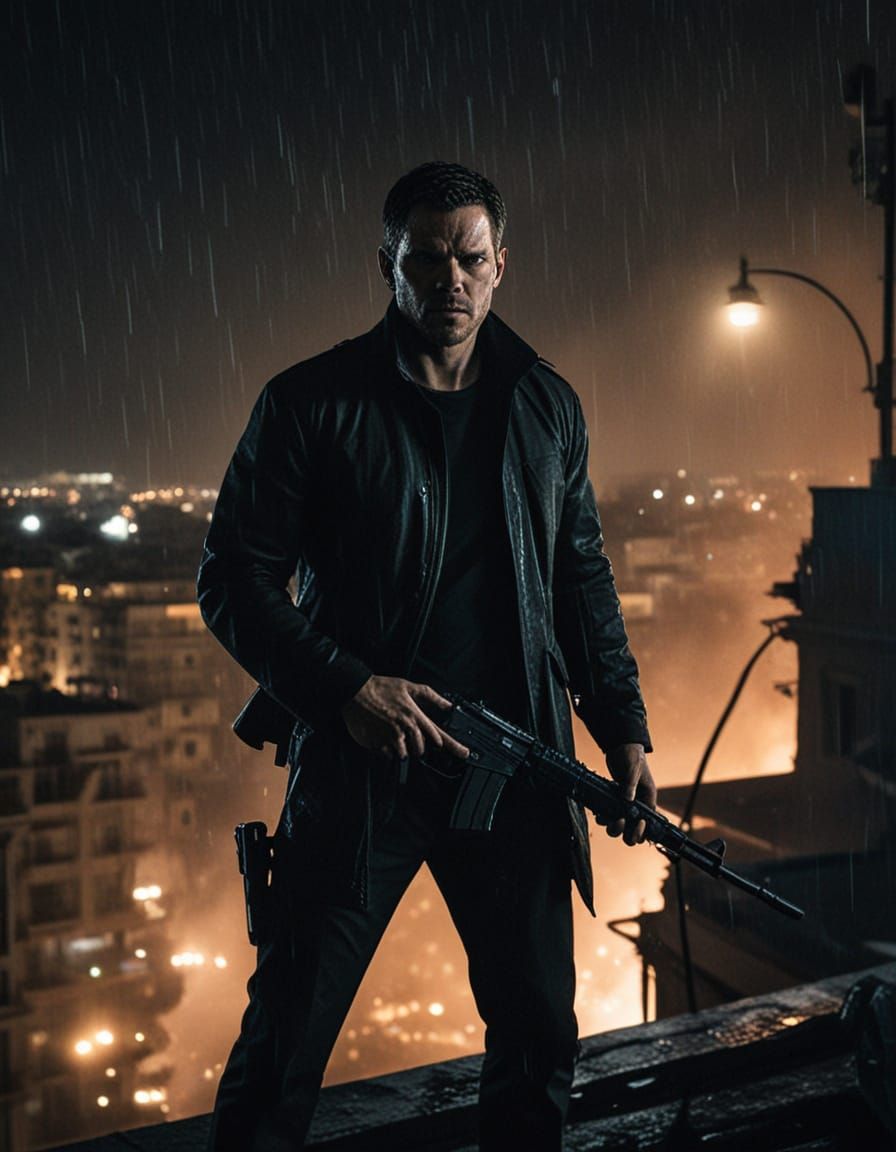 Intense Assassin on Rooftop, Mediterranean Villa in Double E...