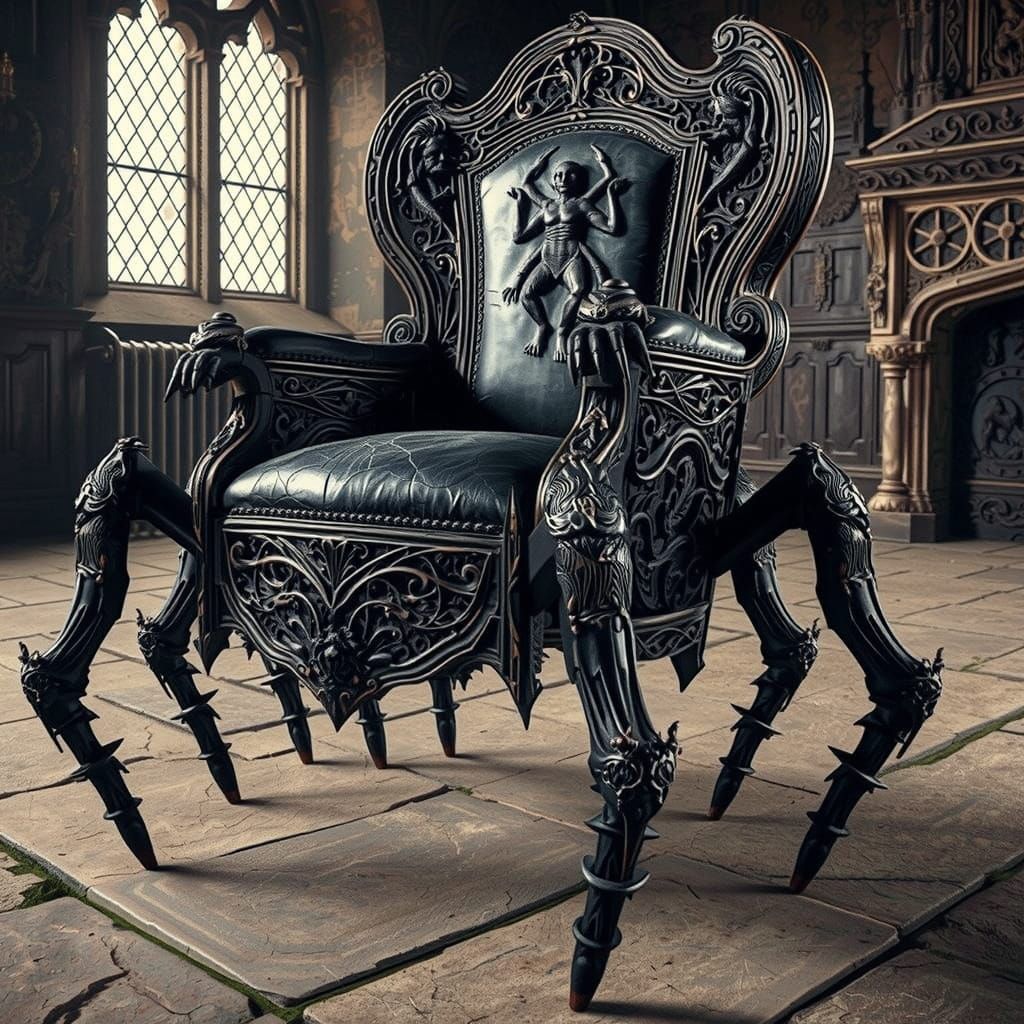 Gothic Haunted Wheelchair with Spider Legs