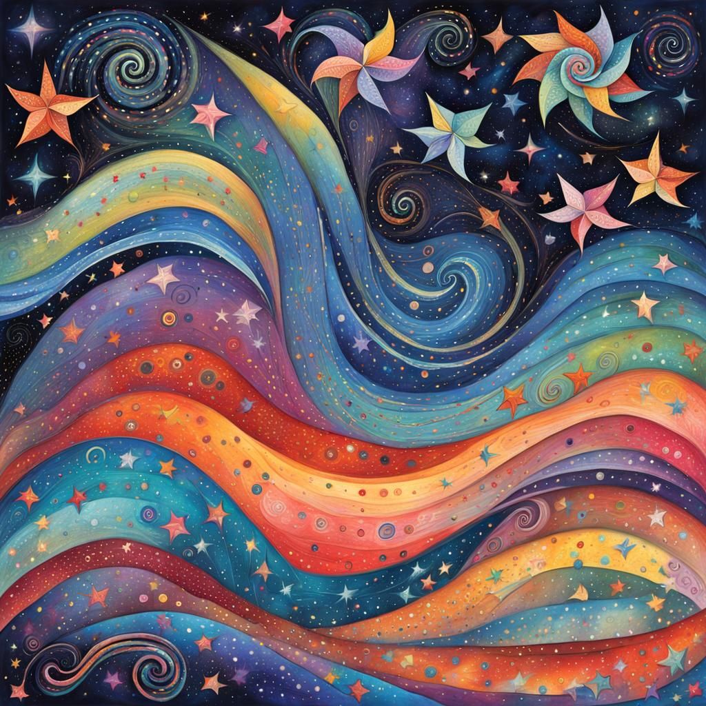 Whirling Star Vortex in Art Brut Style