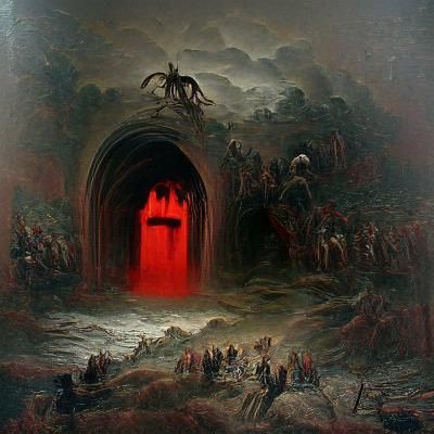 Horrific Portal to Hell in Gothic Style