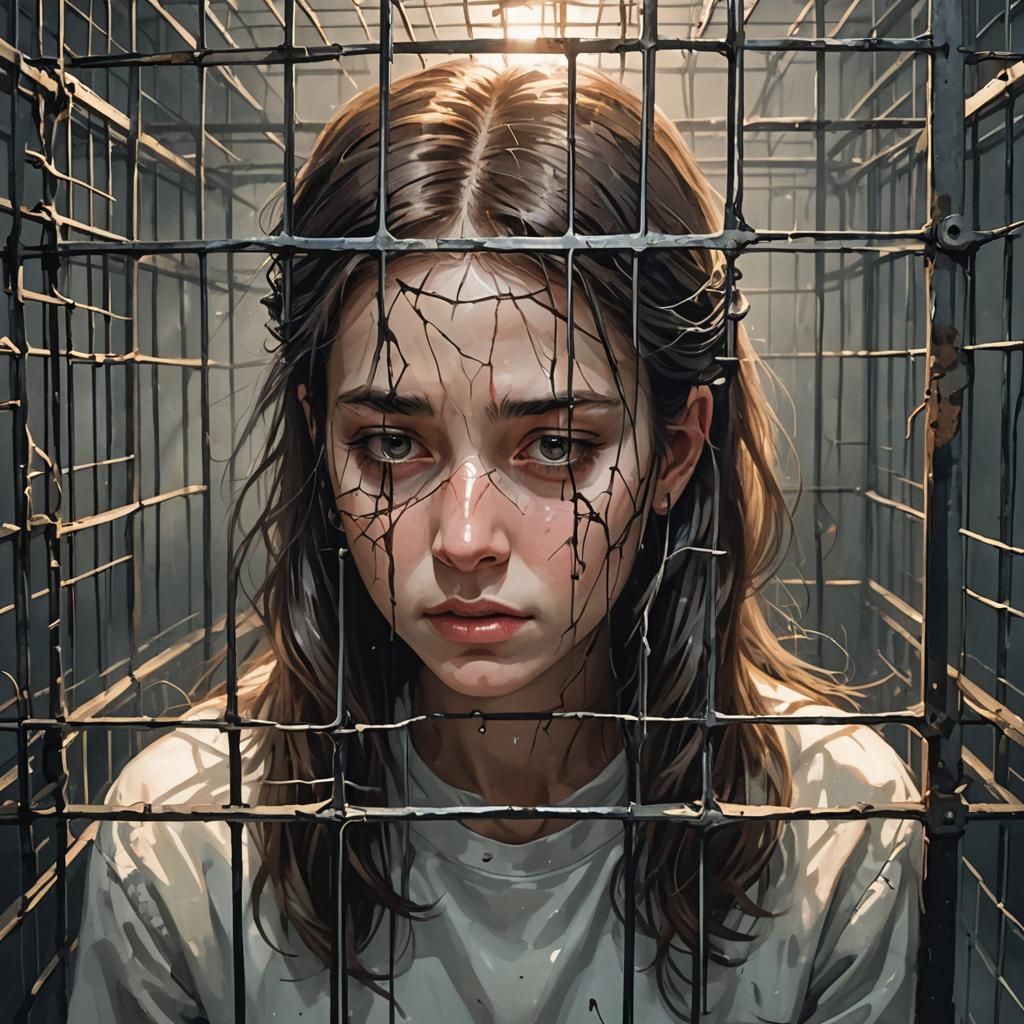 Girl Trapped in a Fading Cage of the Mind