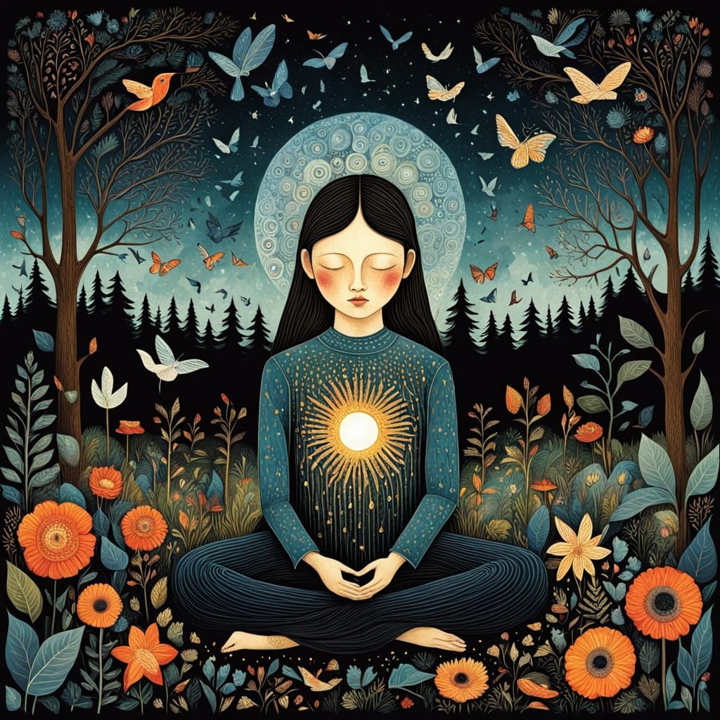 Bio Art Digital Collage of Glowing Creatures