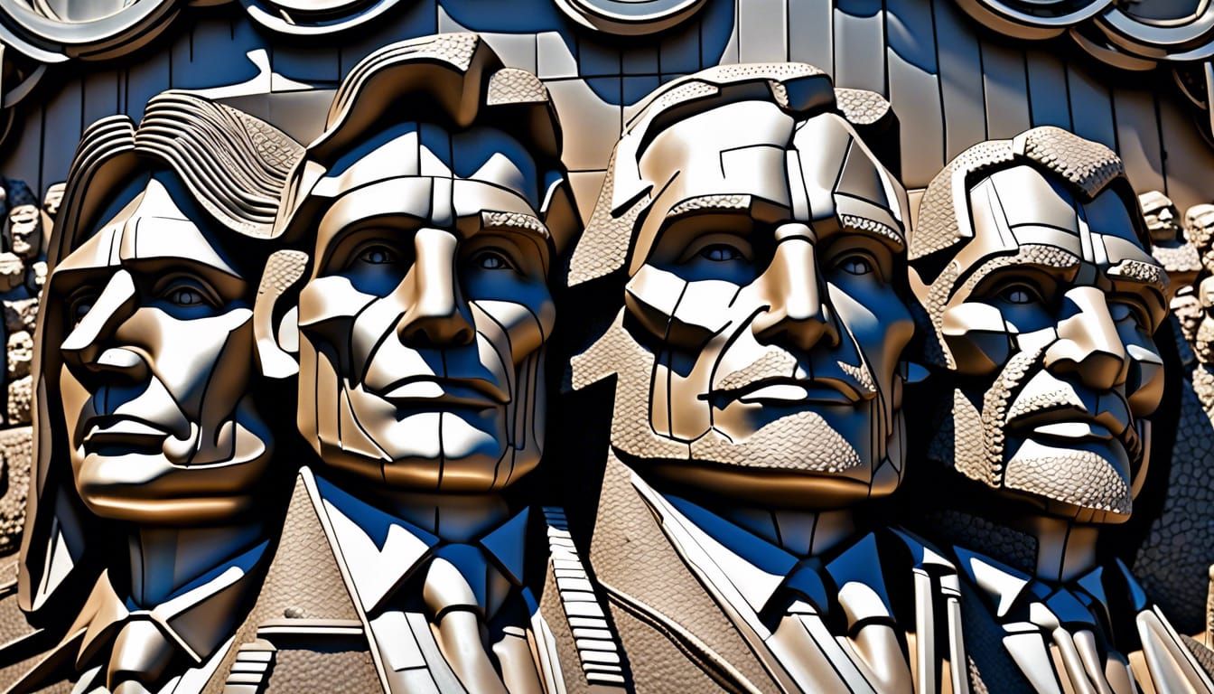 Recycled Scrap Metal Mount Rushmore in HDR