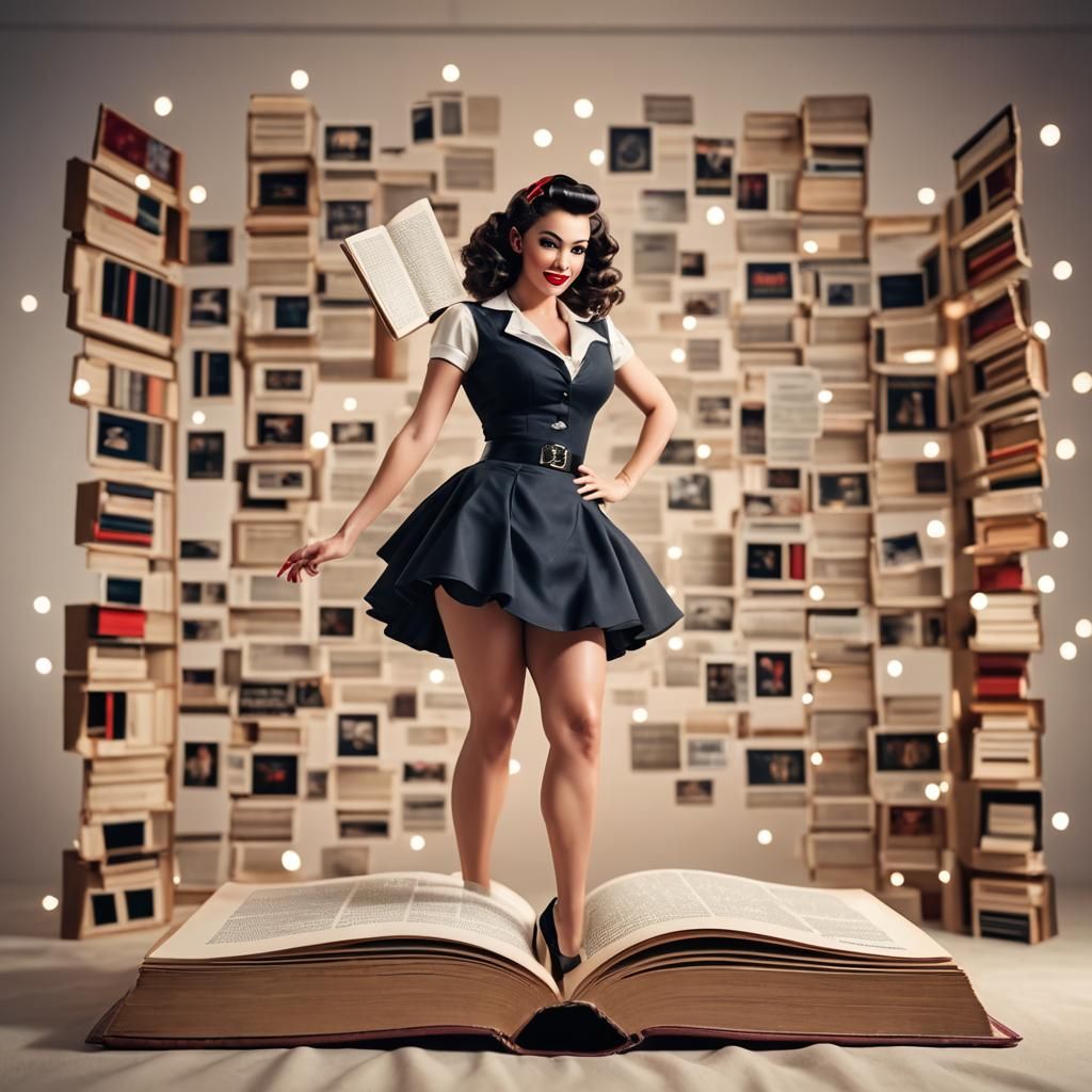 Pinup Girl in Open Book: Professional Photography