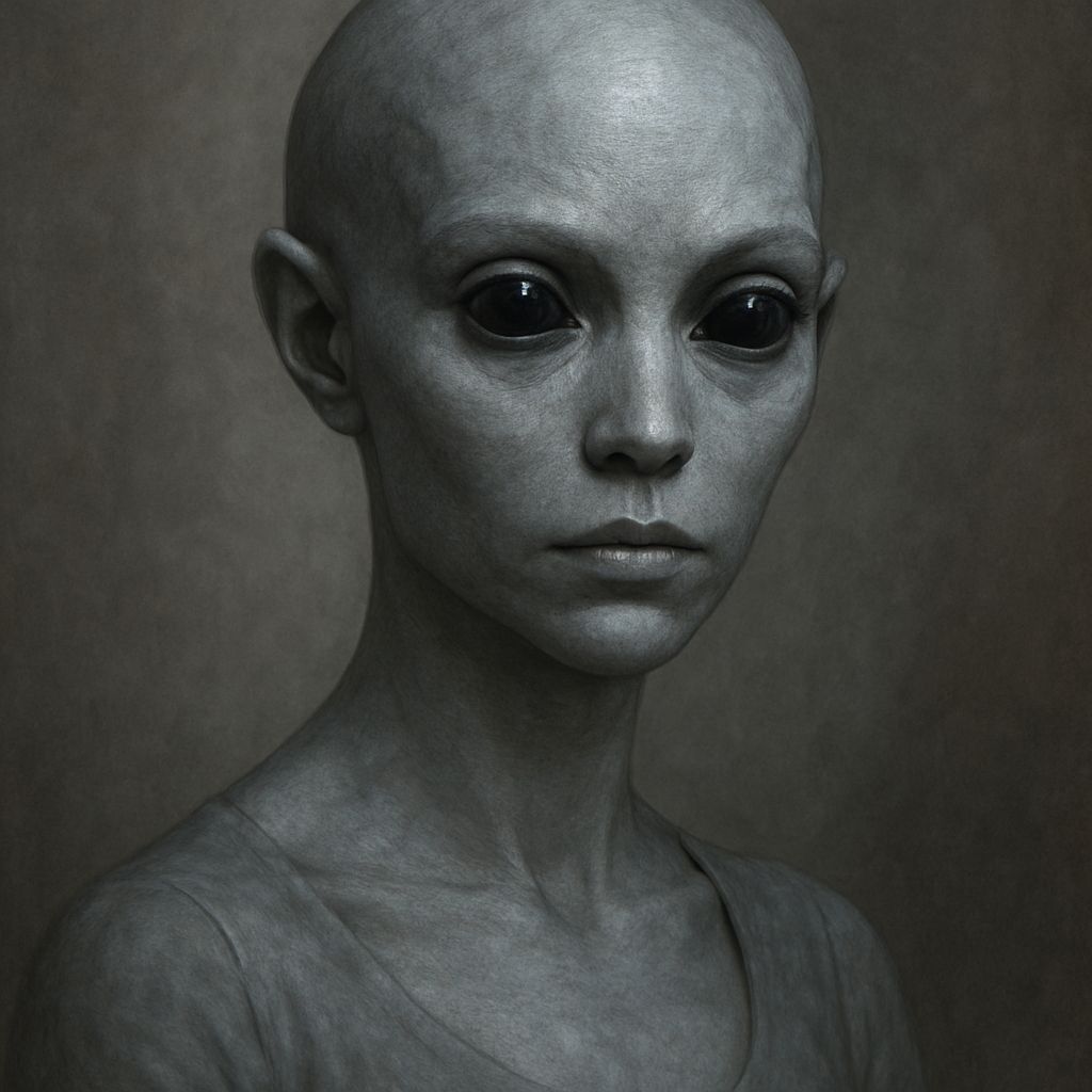 Gray-Skinned Female Humanoid Alien Portrait