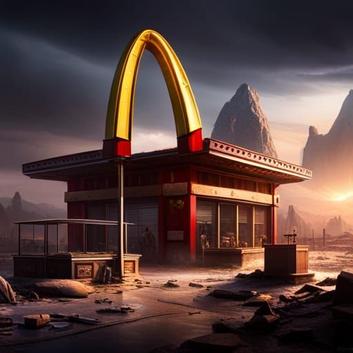 Post-Apocalyptic McDonald's: Detailed Matte Painting
