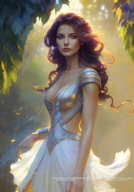 Fantasy Woman Portrait in Watercolor Style