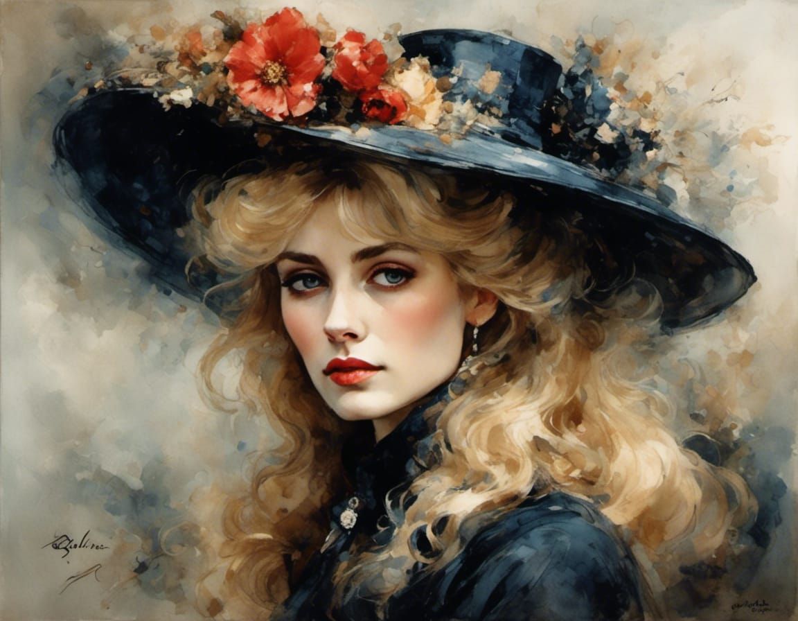 lady in a black hat