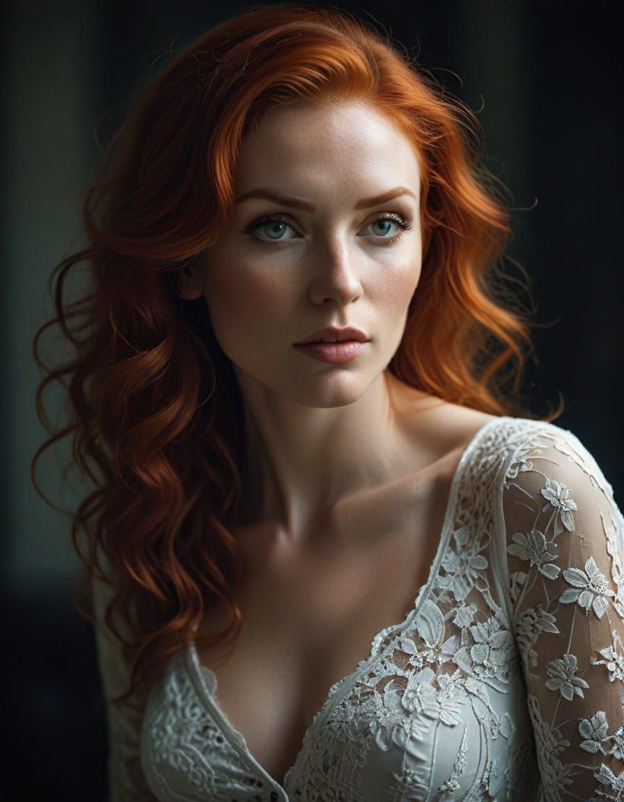 Elegant Redhead Portrait with Captivating Charisma