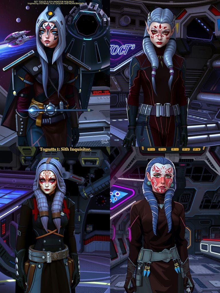 Togruta Sith Inquisitor in Retro Futuristic Space