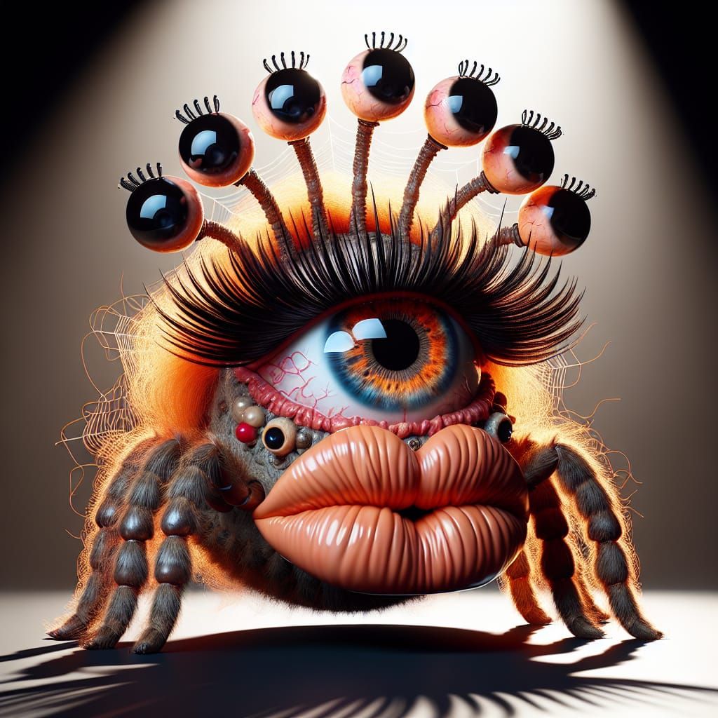 Spider-Like Alien with Feminine Features in a Dramatic Setti...