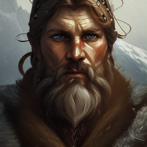 Viking Portrait in Norse Art Style