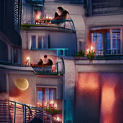 Romantic Balcony Date in Paris at Night