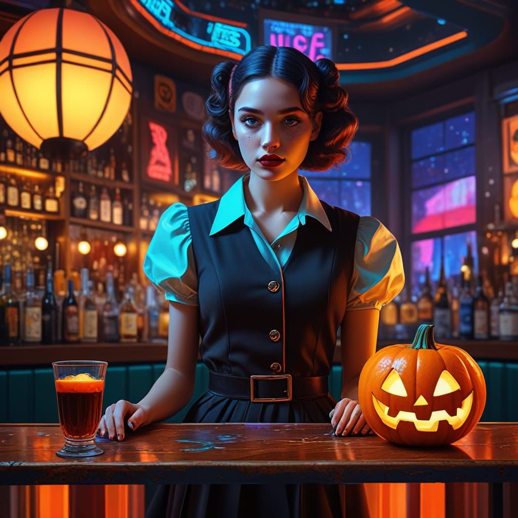 Bar keeper and pumpkin