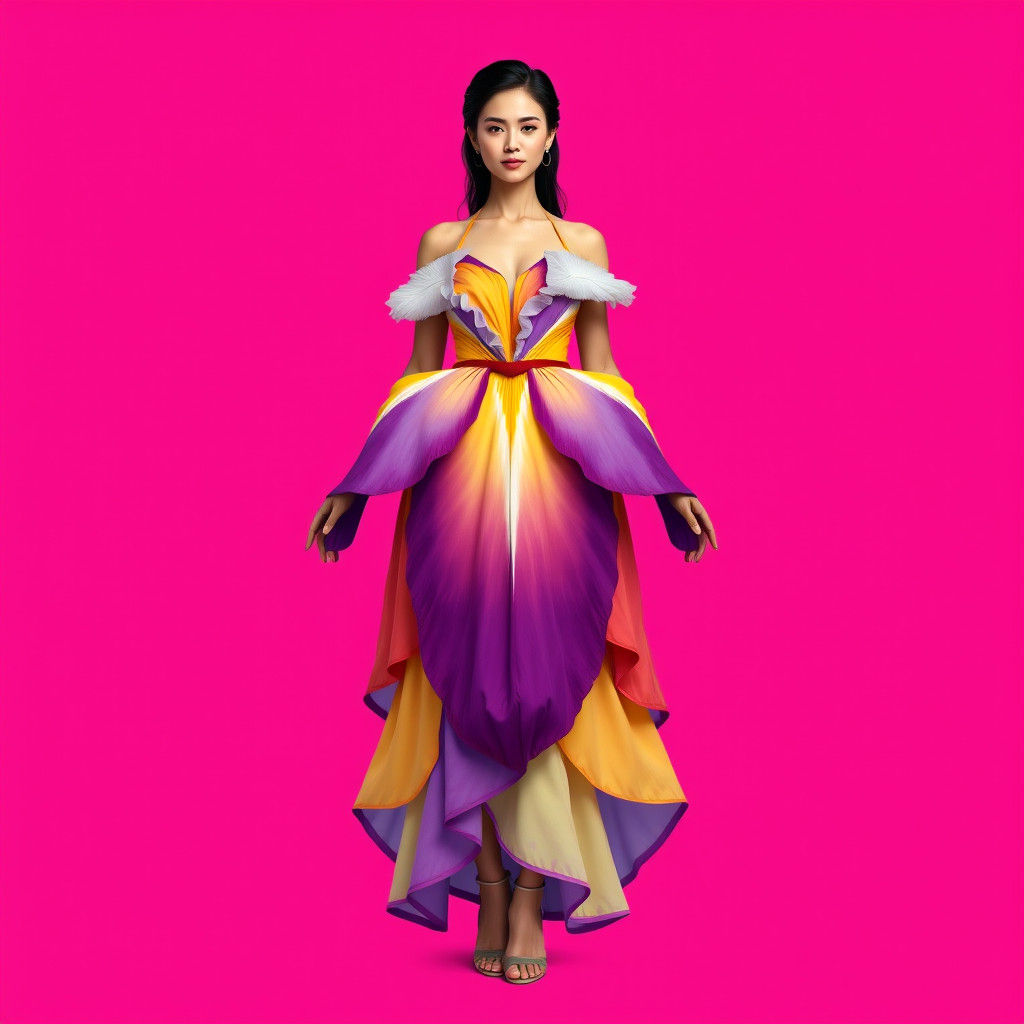 Woman in Iris Dress, Maxfield Parrish Style