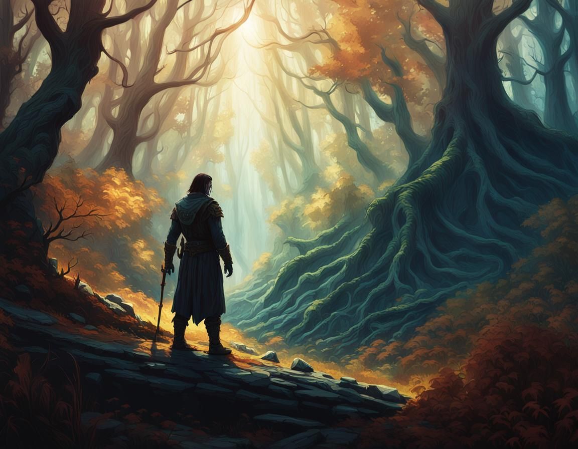 Mystical Forest Figure in Cinematic HDR Lighting