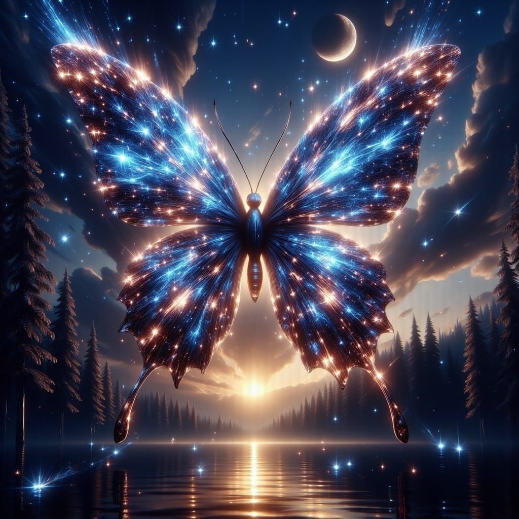 Majestic Butterfly with Celestial Wings in Digital Matte Pai...