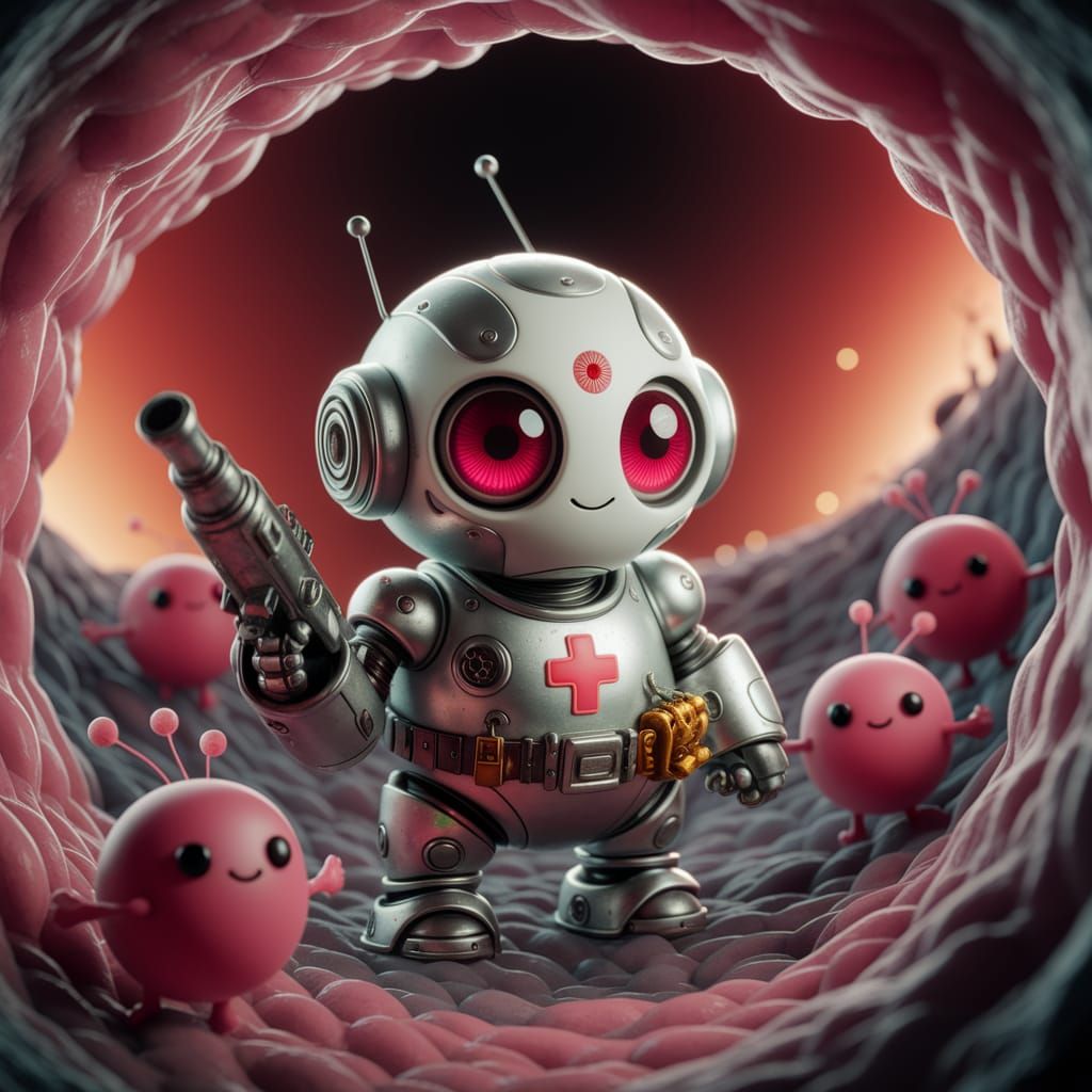 Nanobot Herds Mitochondria Within a Vibrant Cell Cytoplasm i...