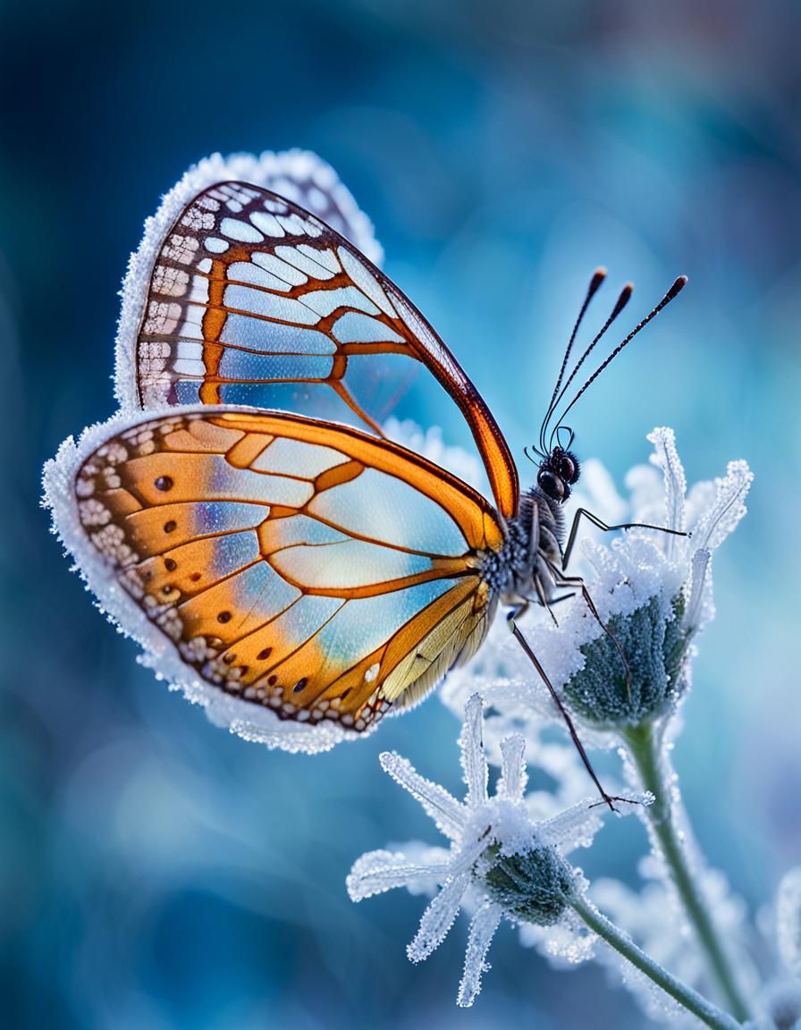Frozen Flower Butterfly in Surrealist Style