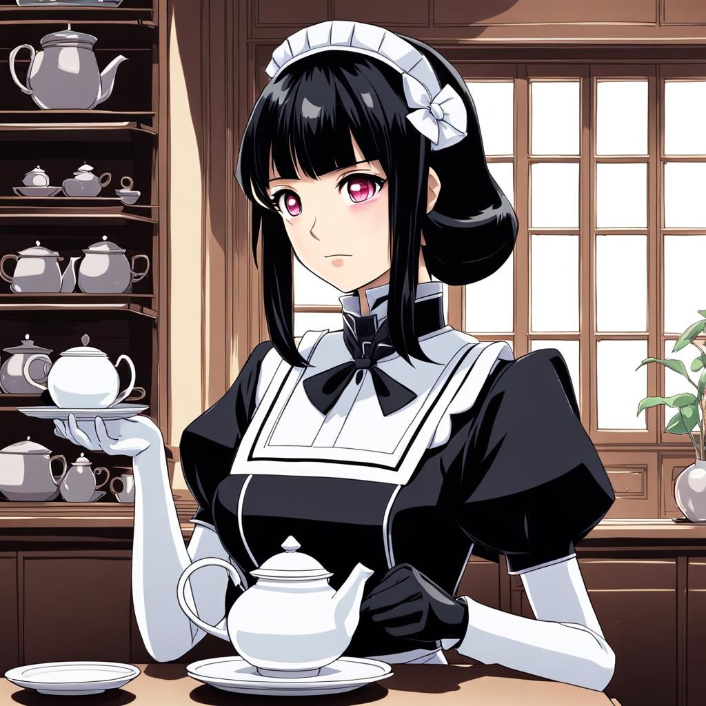 Anime Robot Maid Serving Tea