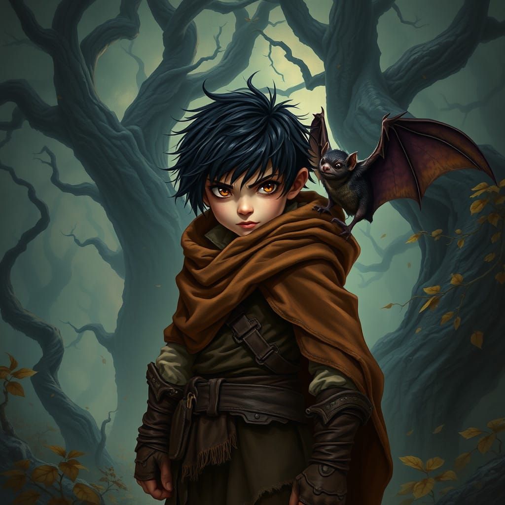 Dark Fantasy Halfling Ranger in Twisted Ancient Forest