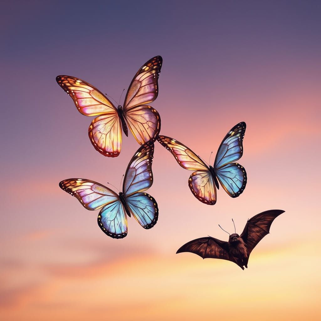 Butterflies and Bat Dance in Ethereal Twilight