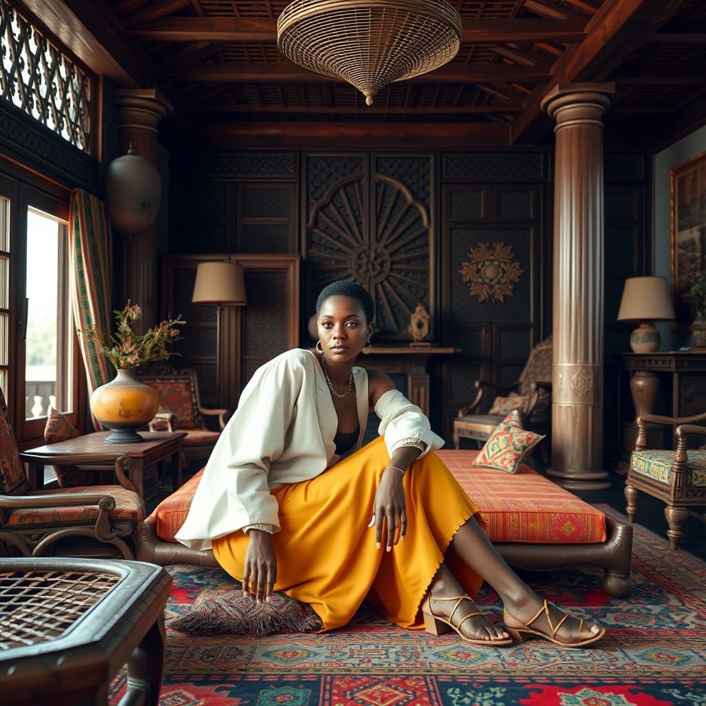 Botswana-Inspired Interior with Intricate Furniture and Eart...