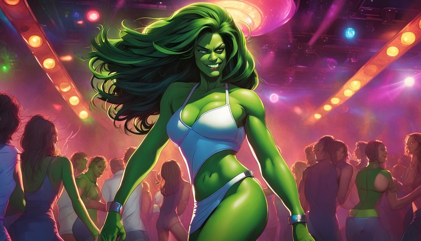 She-Hulk Dances in Nightclub with Lasers