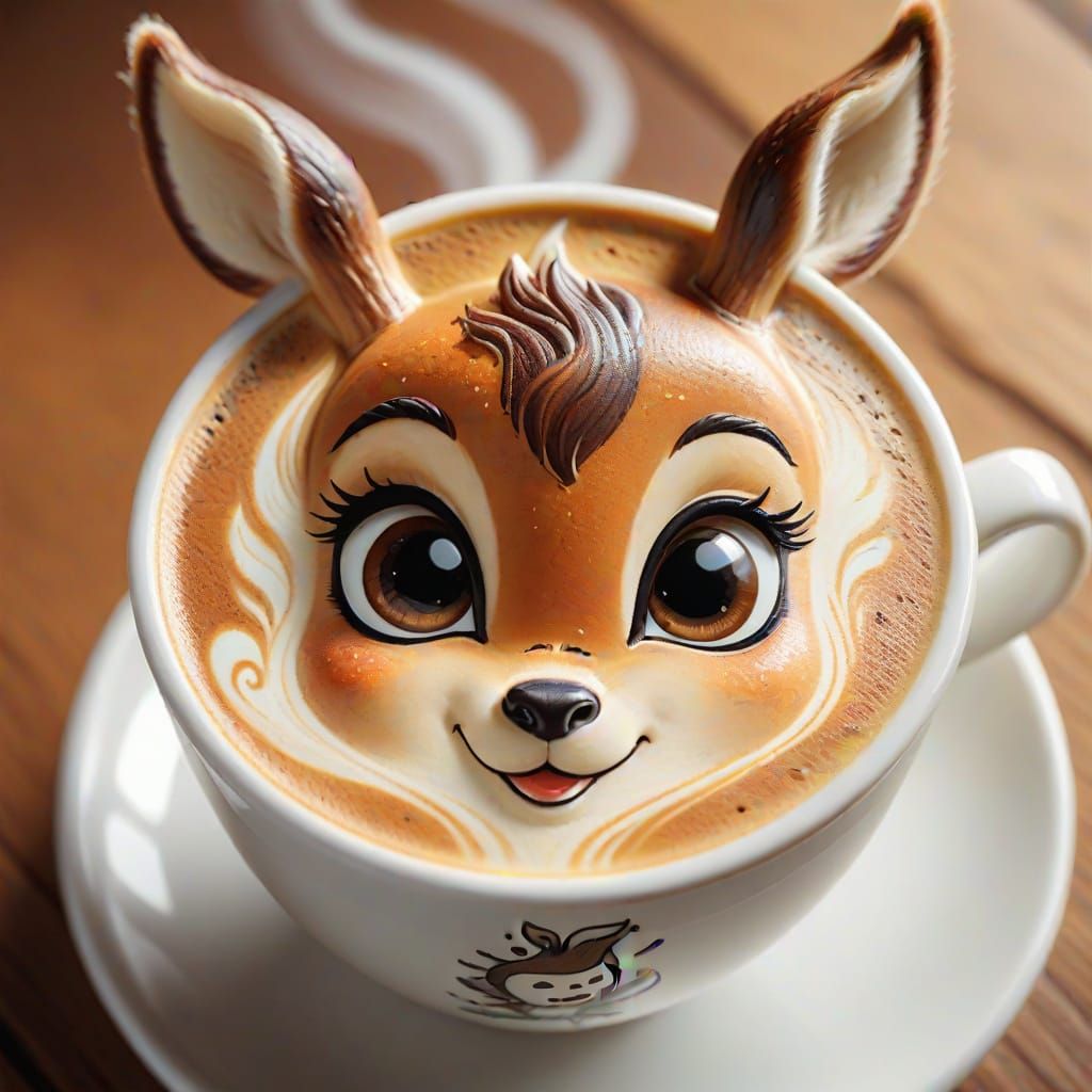 Kawaii Bambi latte art