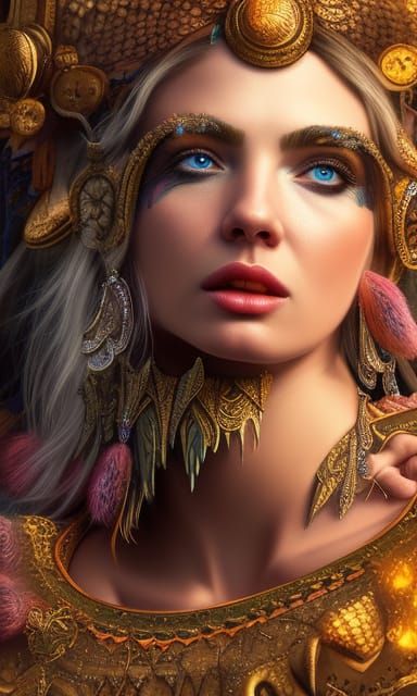 Voluptuous Warrior Goddess in Steampunk Fantasy Style