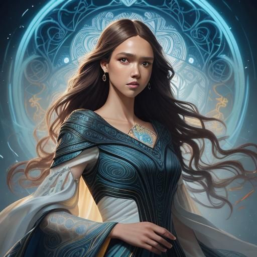 Ethereal Portrait in Art Nouveau Style