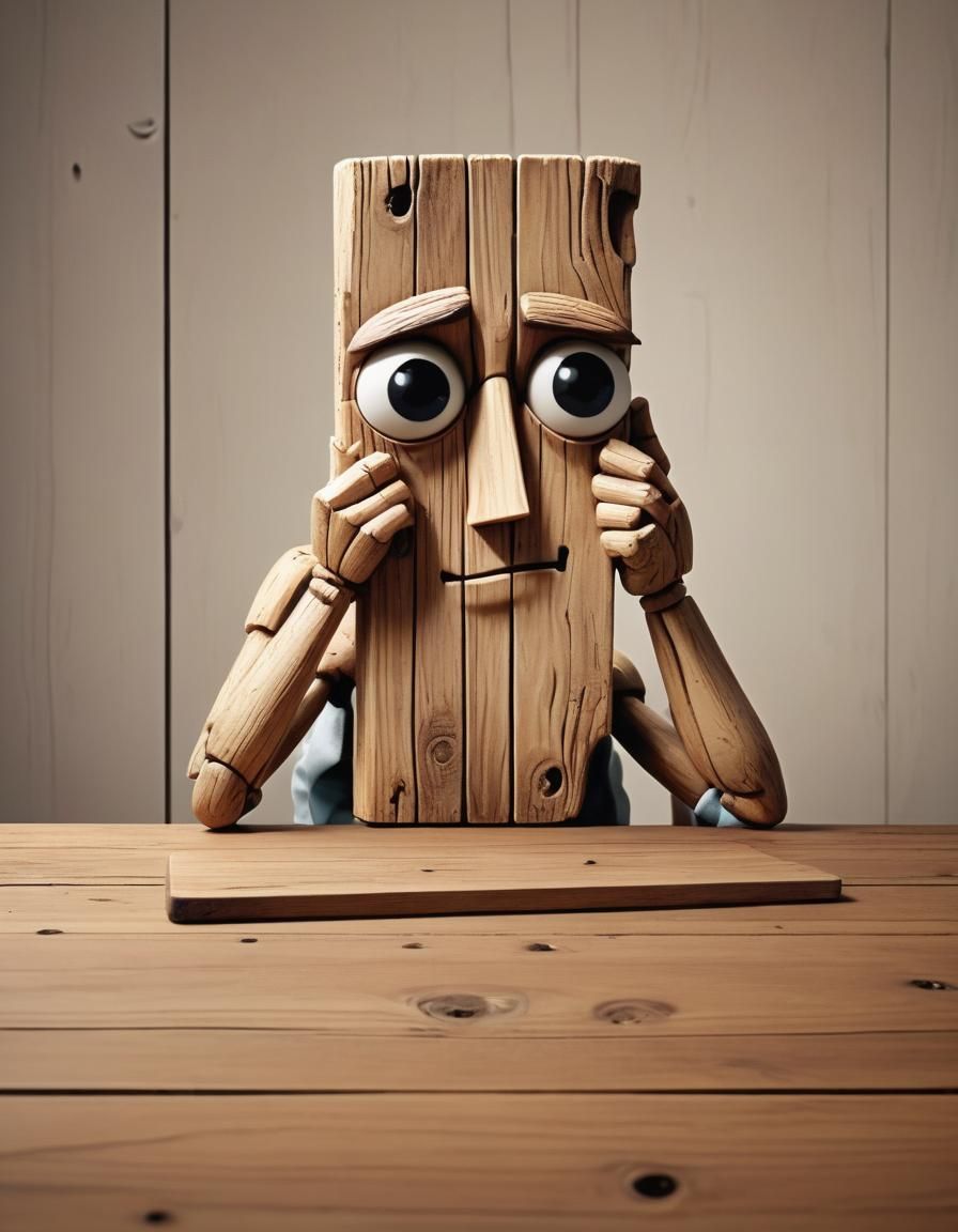 Bored Wooden Plank at a Table