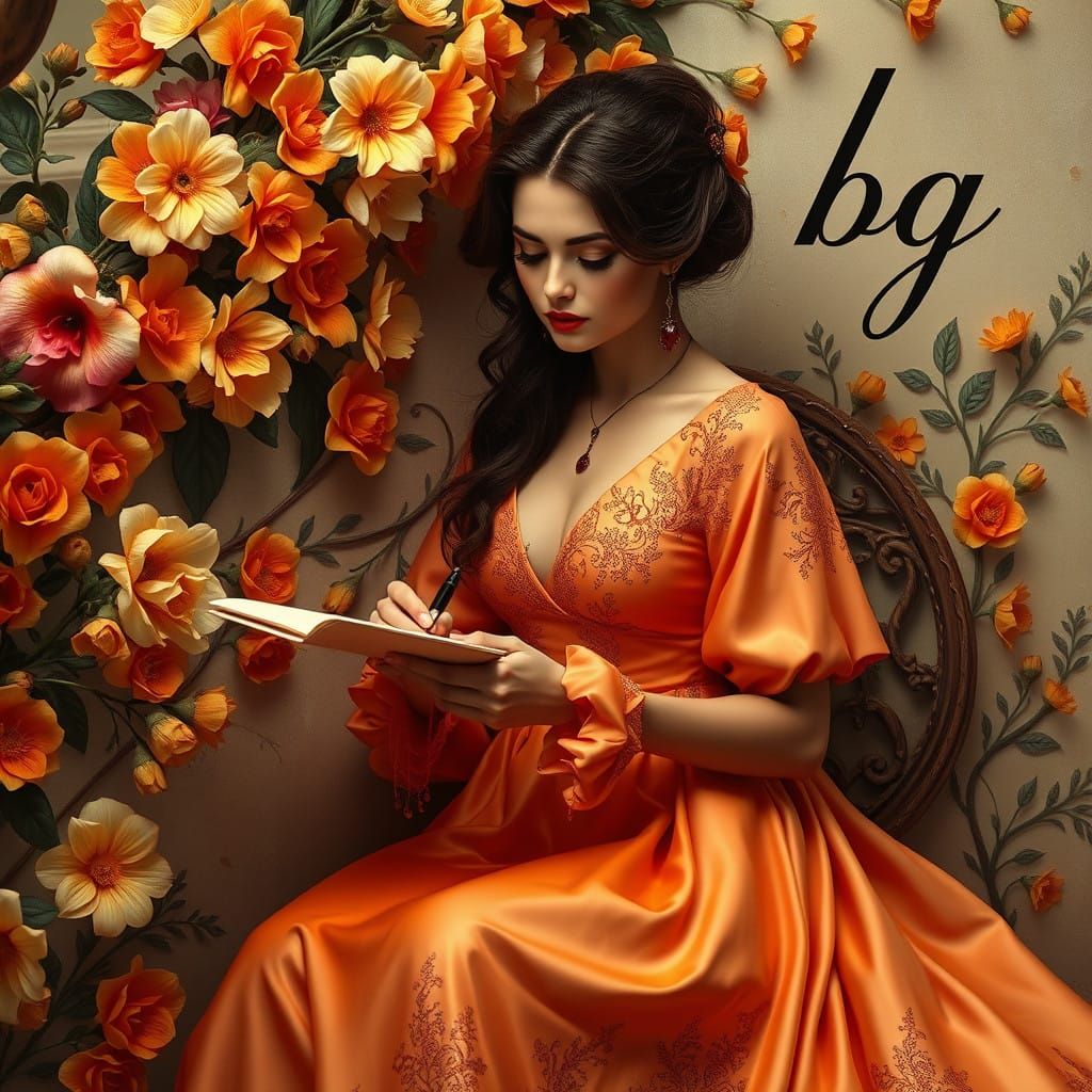 Ethereal Beauty Sits in Ornate Mansion Staircase