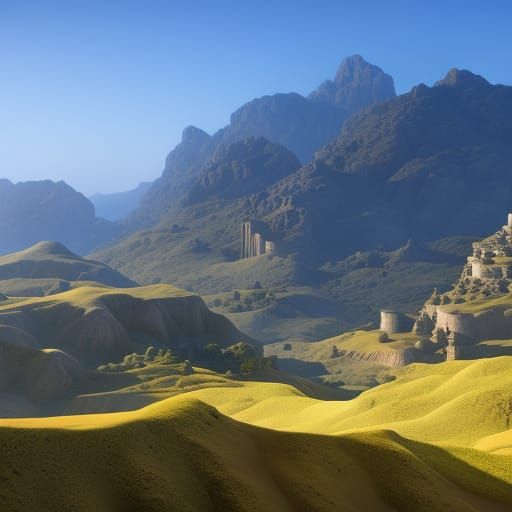 Mediterranean Landscape in Detailed Matte Painting Style