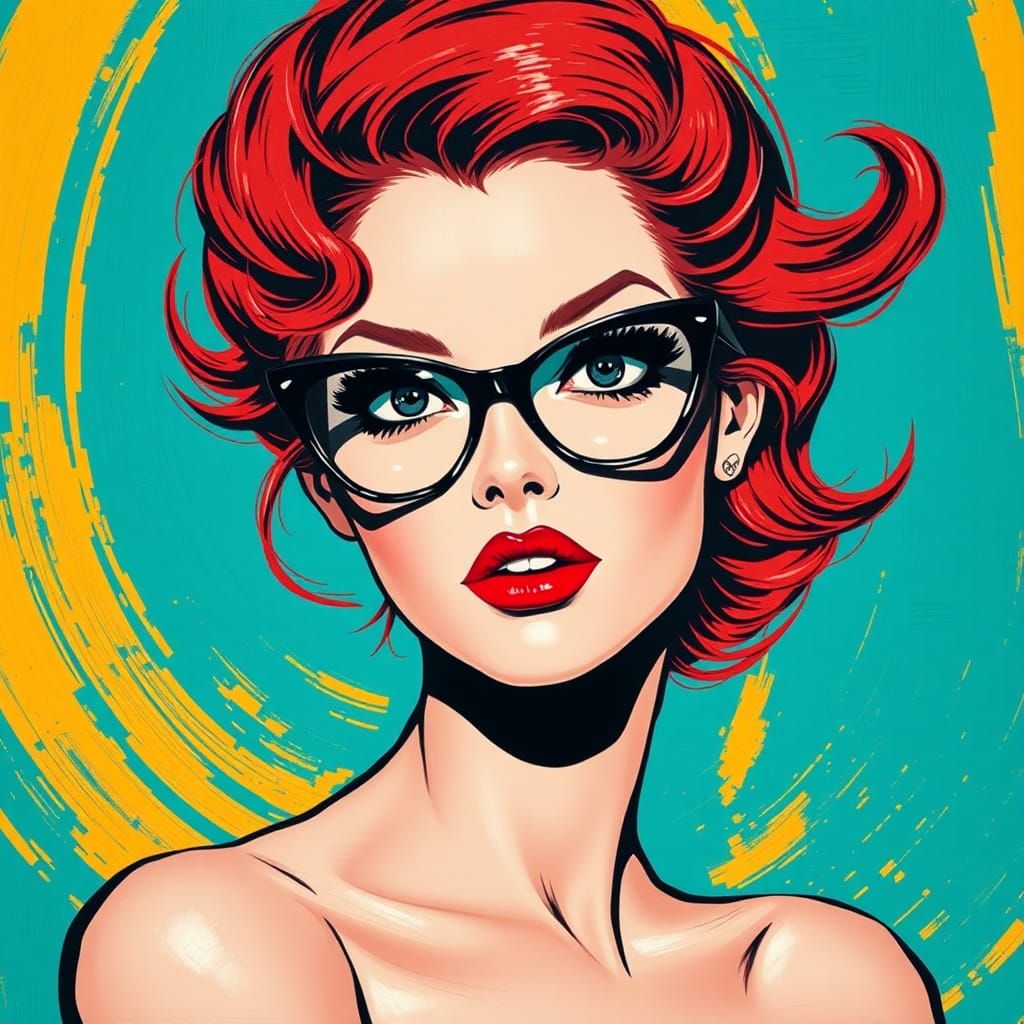 1960s Pin-Up Girl in Pop Art Style