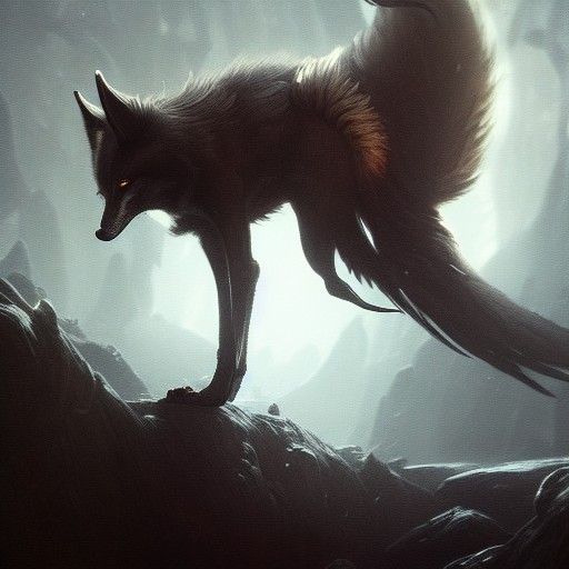 Intricate Shadow Fox in Dark Fantasy Style