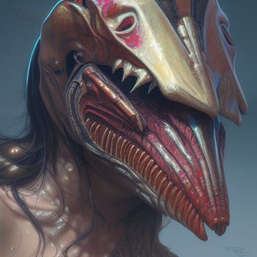 Detailed Yautja Portrait in Hyperrealistic Style