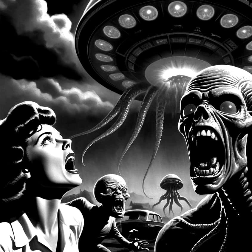 1950s Sci-Fi Alien Invasion Movie Poster